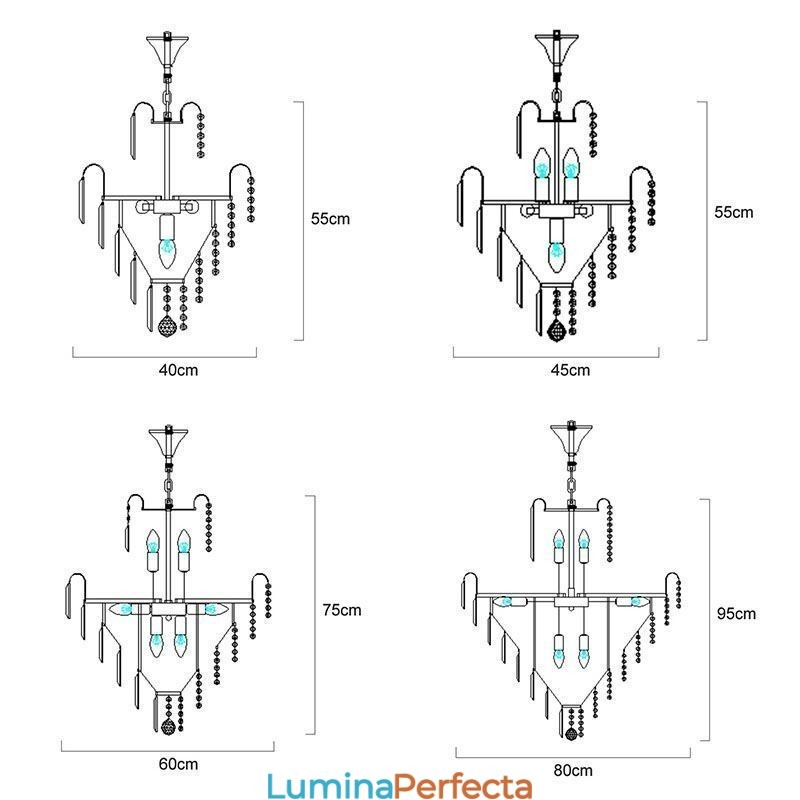 Candelabru conic modern, elegant, cu pandantiv din cristal