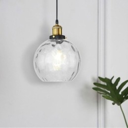 Lampă suspendată din sticlă, rotundă, cu model de apă
