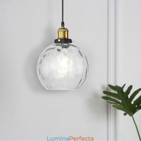 Lampă suspendată din sticlă, rotundă, cu model de apă Lampă suspendată din sticlă, rotundă, cu model de apă