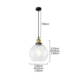 Lampă suspendată din sticlă, rotundă, cu model de apă