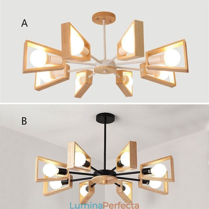 Candelabru modern în formă de evantai Lampă elegantă din lemn