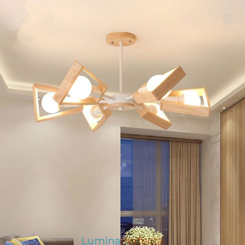 Candelabru modern în formă de evantai Lampă elegantă din lemn