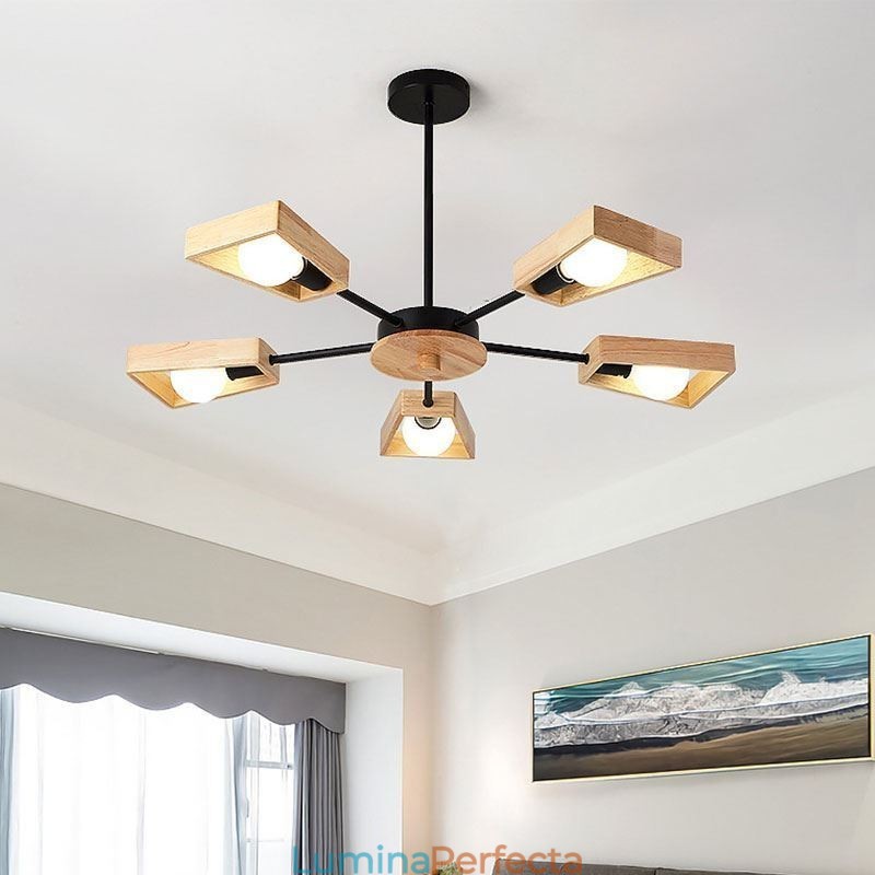 Candelabru modern în formă de evantai Lampă elegantă din lemn