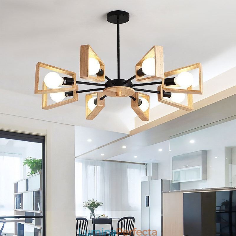 Candelabru modern în formă de evantai Lampă elegantă din lemn