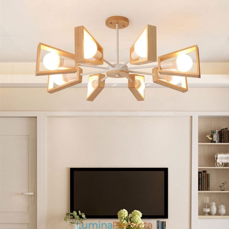 Candelabru modern în formă de evantai Lampă elegantă din lemn