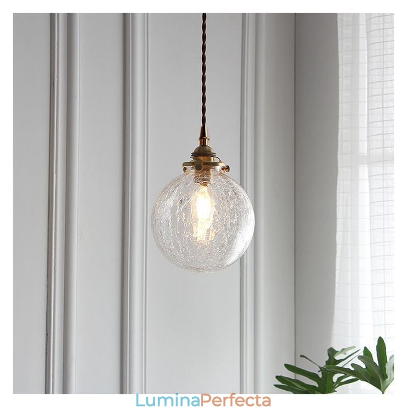 Lampă suspendată din sticlă Lampă de tavan modern Crackle