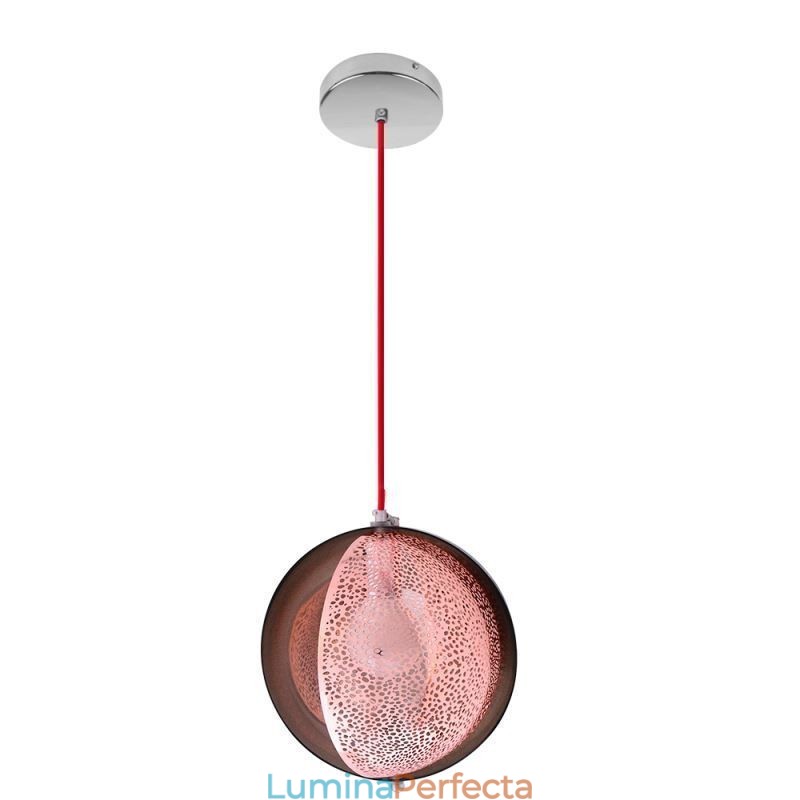 Lampă suspendată modernă din aur roz Abajur din sticlă pe jumătate rotundă Lumină decorativă Cafe