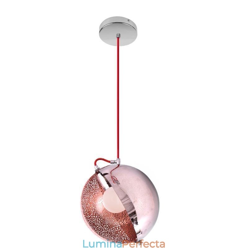 Lampă suspendată modernă din aur roz Abajur din sticlă pe jumătate rotundă Lumină decorativă Cafe