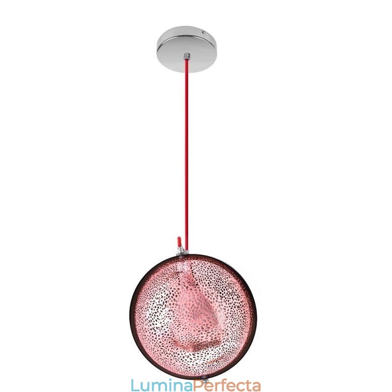 Lampă suspendată modernă din aur roz Abajur din sticlă pe jumătate rotundă Lumină decorativă Cafe
