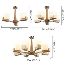 Candelabru nordic din lemn cu abajur din sticlă