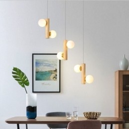 Lampă suspendată din lemn Magic Bean Cluster Plafoniera Island