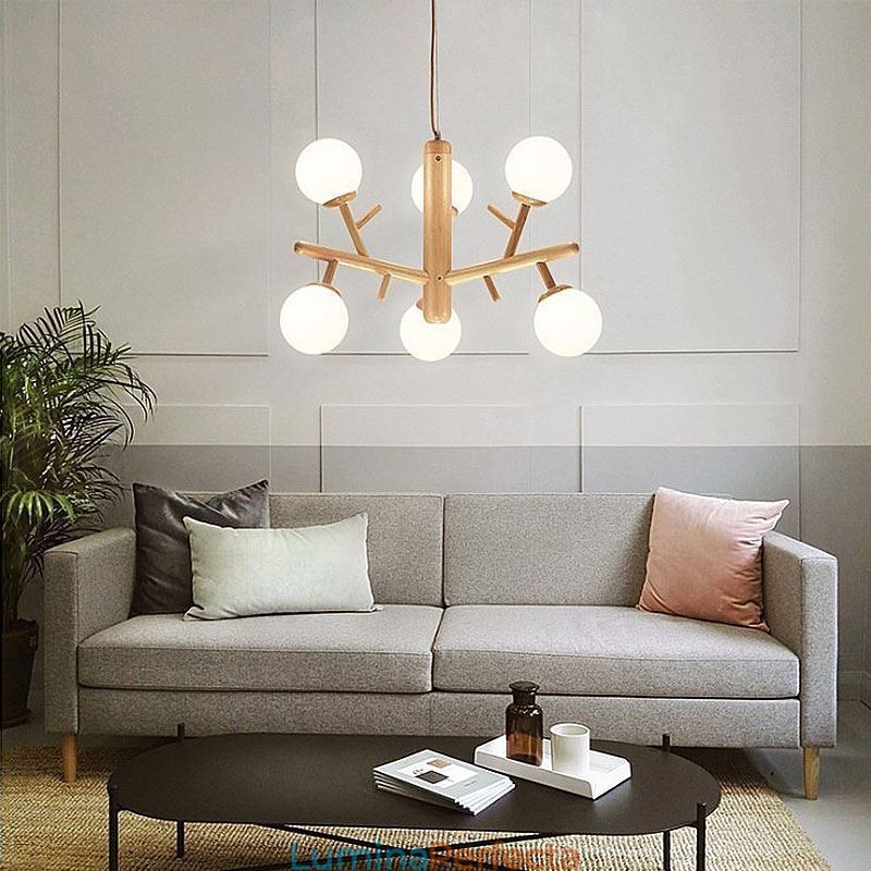 Lampă de suspendare nordică creativă din lemn