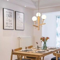 Lampă de suspendare nordică creativă din lemn