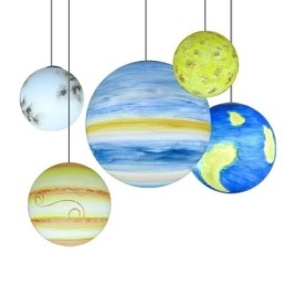 Lampă suspendată Nordic Planet Design Candelabru unic cu planete ale sistemului solar