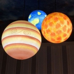 Lampă suspendată Nordic Planet Design Candelabru unic cu planete ale sistemului solar