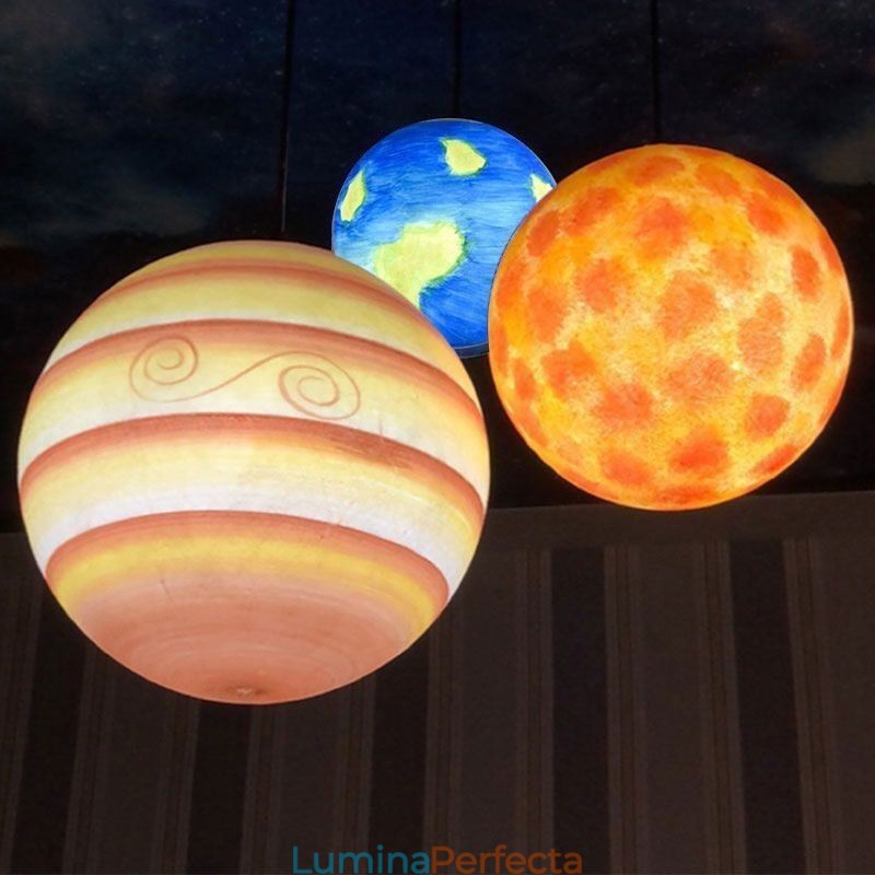Lampă suspendată Nordic Planet Design Candelabru unic cu planete ale sistemului solar