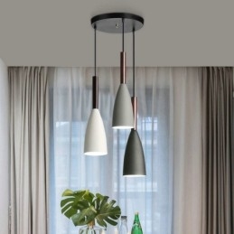 Lampă suspendată modernă, simplă, cu trei lumini, cafenea creativă din aluminiu