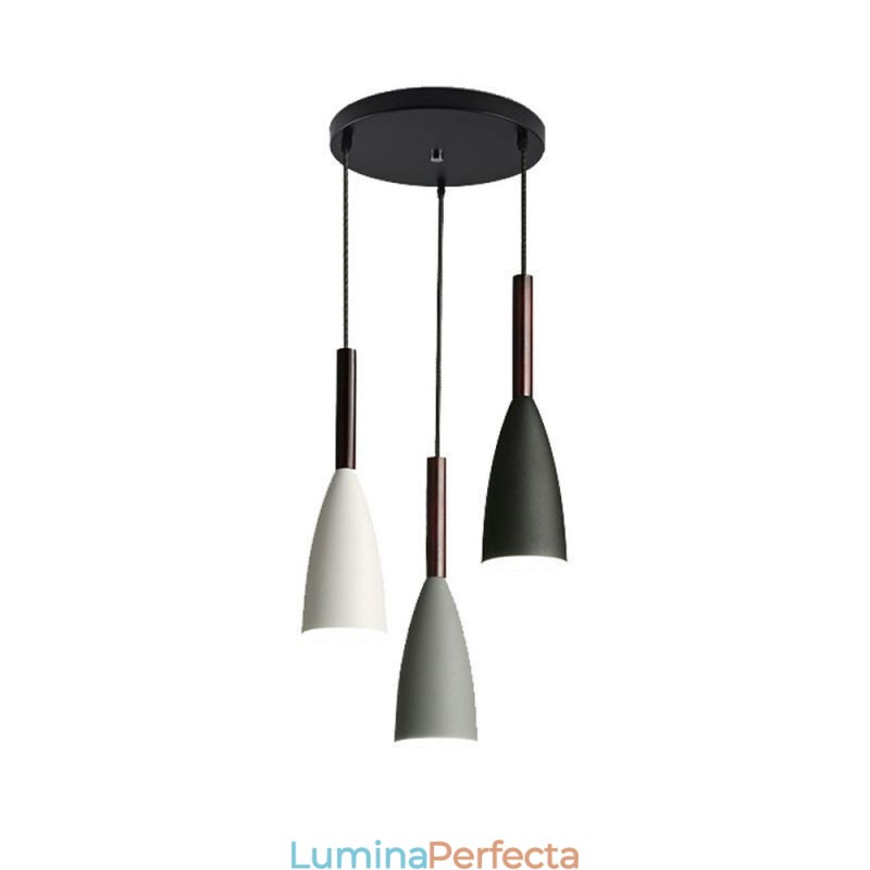 Lampă suspendată modernă, simplă, cu trei lumini, cafenea creativă din aluminiu