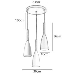 Lampă suspendată modernă, simplă, cu trei lumini, cafenea creativă din aluminiu