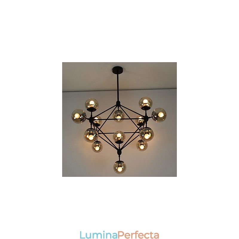 Candelabru 15 Lumini Sticla Bile Lumini Retro Exterior Garaj Metal
