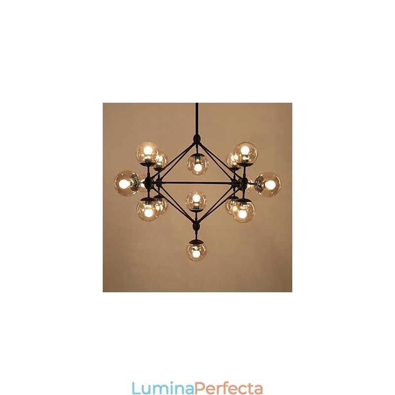 Candelabru 15 Lumini Sticla Bile Lumini Retro Exterior Garaj Metal