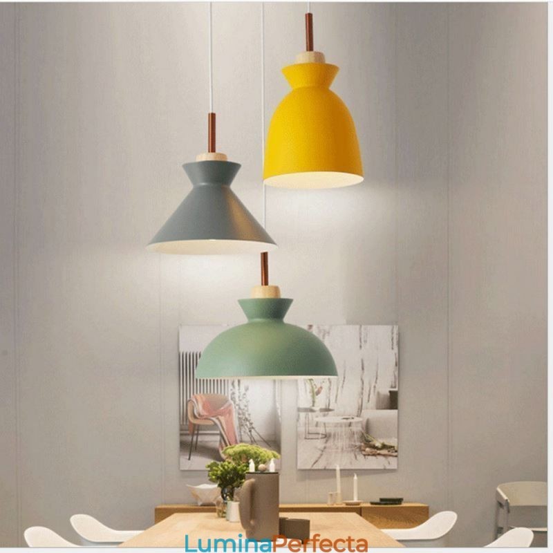 Lampă suspendată Nordic Metal Dom Macaron Culori Lampă