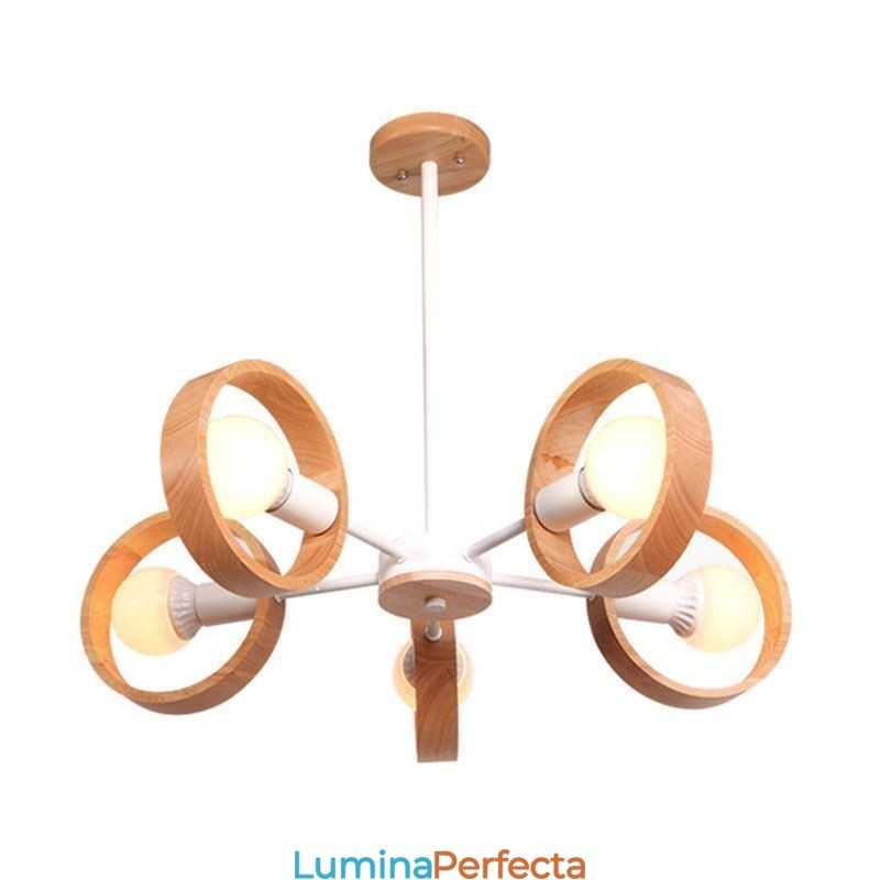 Lampă de suspendare nordică unică din lemn