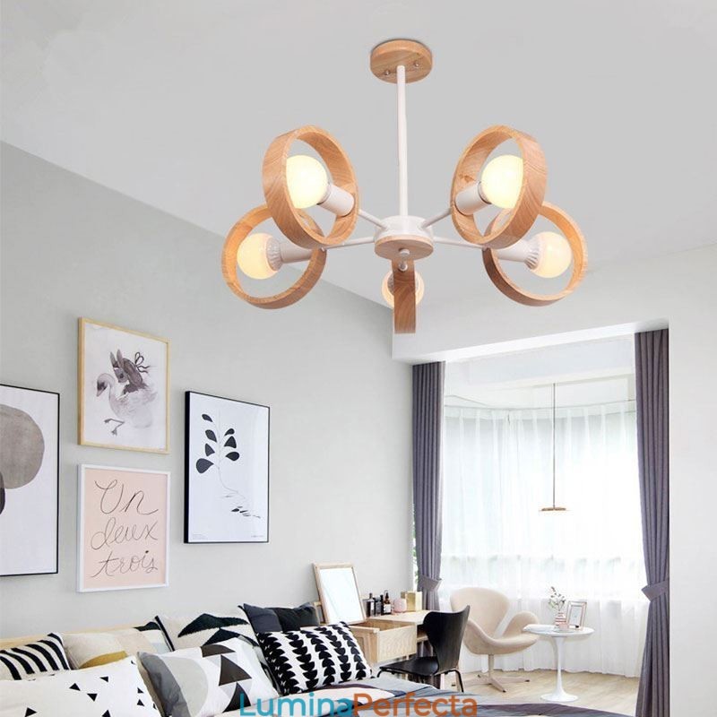 Lampă de suspendare nordică unică din lemn