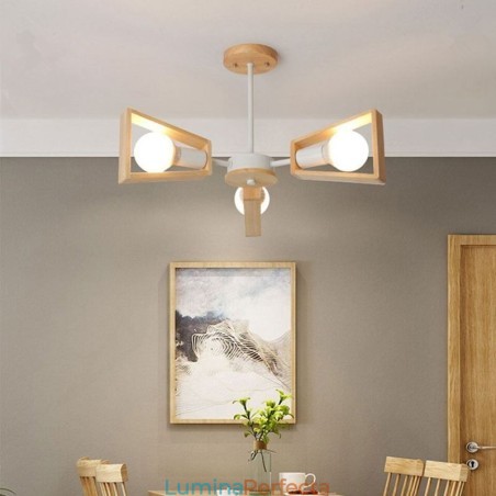 Candelabru modern în formă de evantai Lampă elegantă din lemn Candelabru modern în formă de evantai Lampă elegantă din lemn