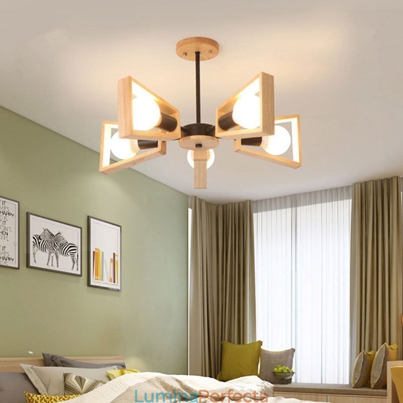 Candelabru modern în formă de evantai Lampă elegantă din lemn
