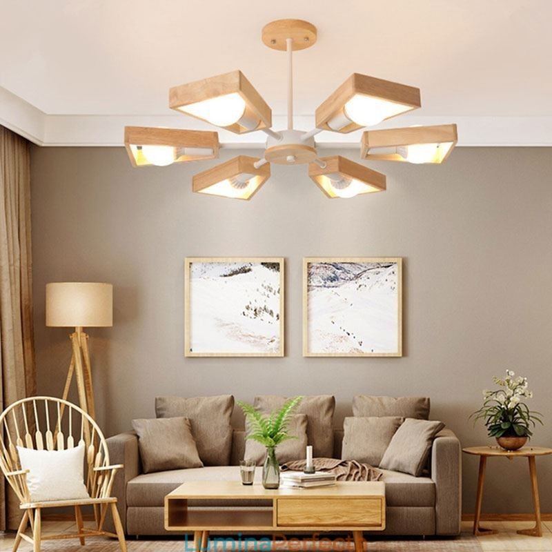 Candelabru modern în formă de evantai Lampă elegantă din lemn