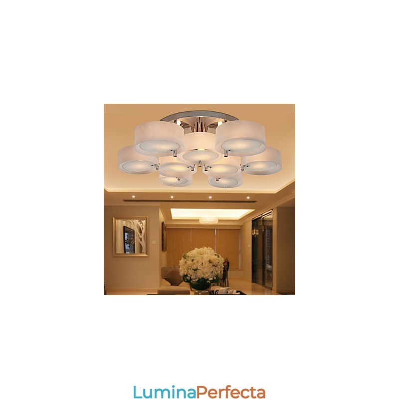 Candelabru modern, contemporan, din metal cromat, montat încastrat