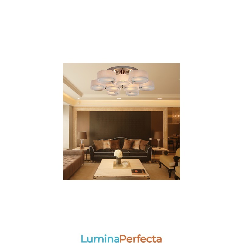 Candelabru modern, contemporan, din metal cromat, montat încastrat