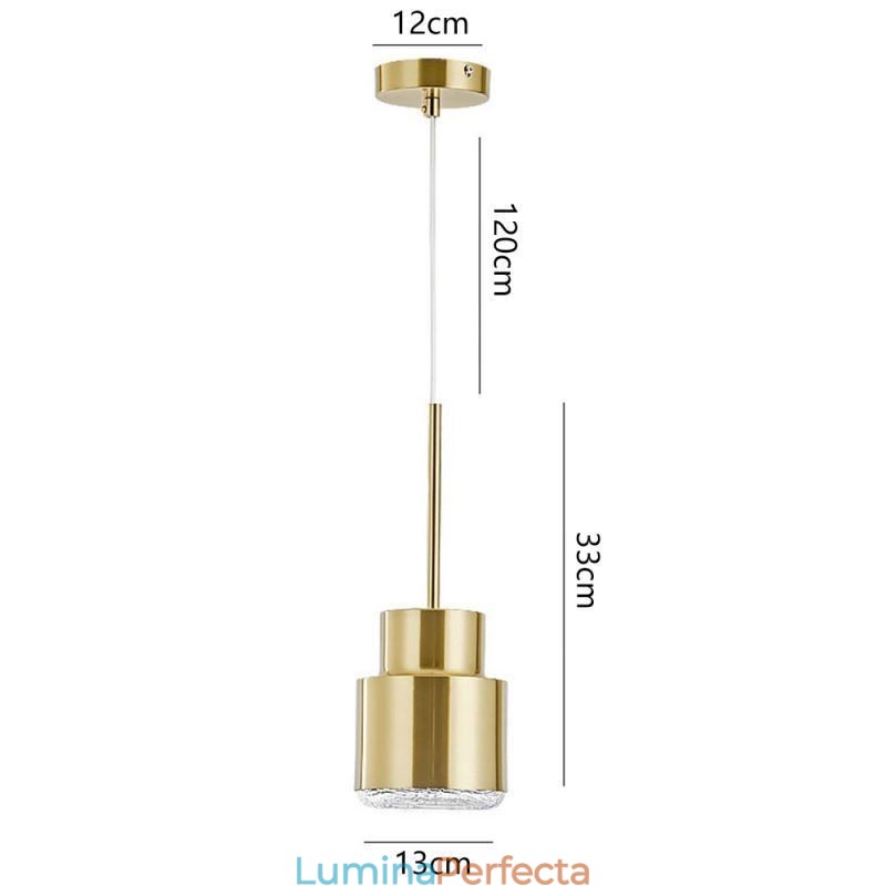 Lampă suspendată din sticlă postmodernă Lampă cu cilindru auriu Lumină strălucitoare