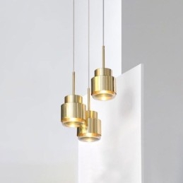 Lampă suspendată din sticlă postmodernă Lampă cu cilindru auriu Lumină strălucitoare