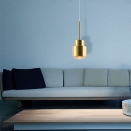Lampă suspendată din sticlă postmodernă Lampă cu cilindru auriu Lumină strălucitoare