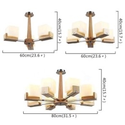 Candelabru nordic din lemn cu abajur din sticlă