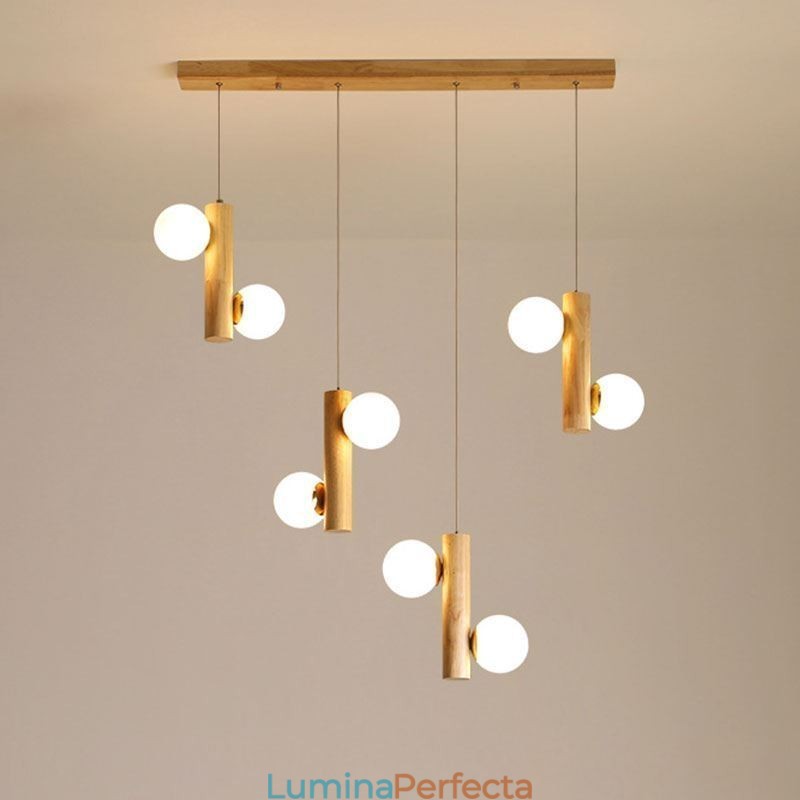 Lampă suspendată din lemn Magic Bean Cluster Plafoniera Island