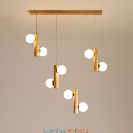 Lampă suspendată din lemn Magic Bean Cluster Plafoniera Island Lampă suspendată din lemn Magic Bean Cluster Plafoniera Island