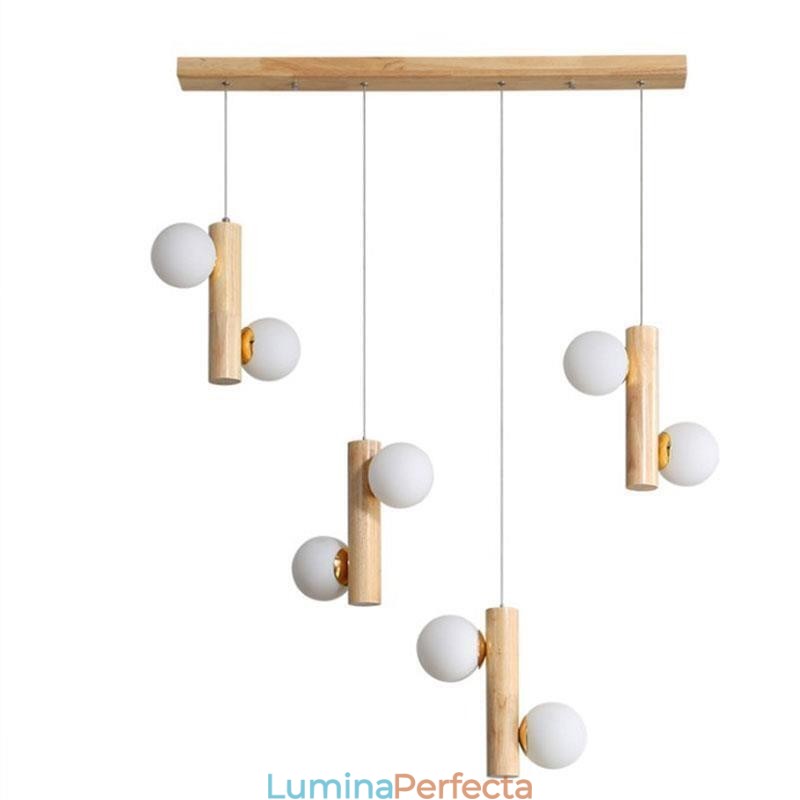 Lampă suspendată din lemn Magic Bean Cluster Plafoniera Island