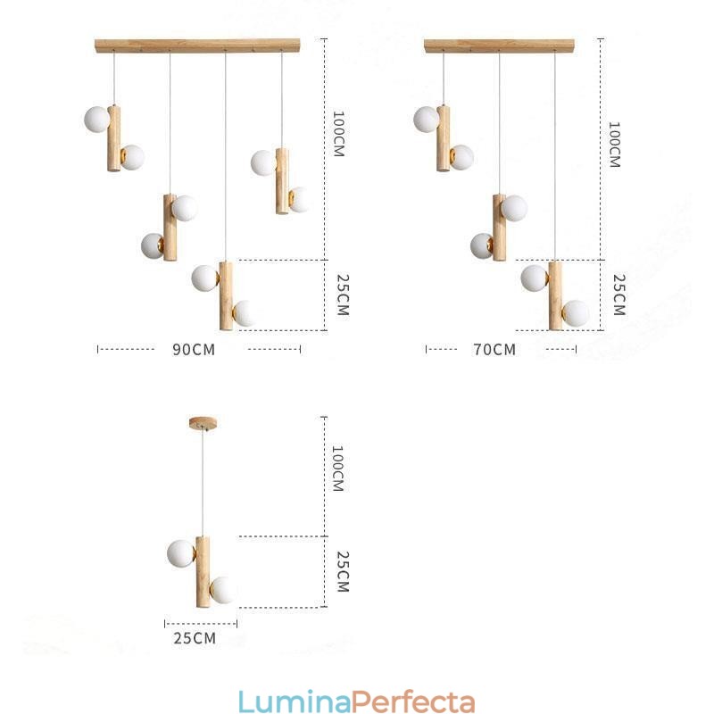 Lampă suspendată din lemn Magic Bean Cluster Plafoniera Island