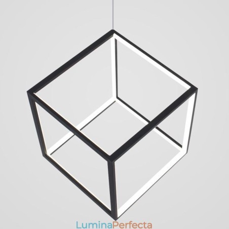 Lampă suspendată neagră Iluminare cub geometric Lampă suspendată neagră Iluminare cub geometric