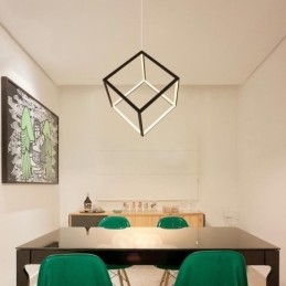 Lampă suspendată neagră Iluminare cub geometric