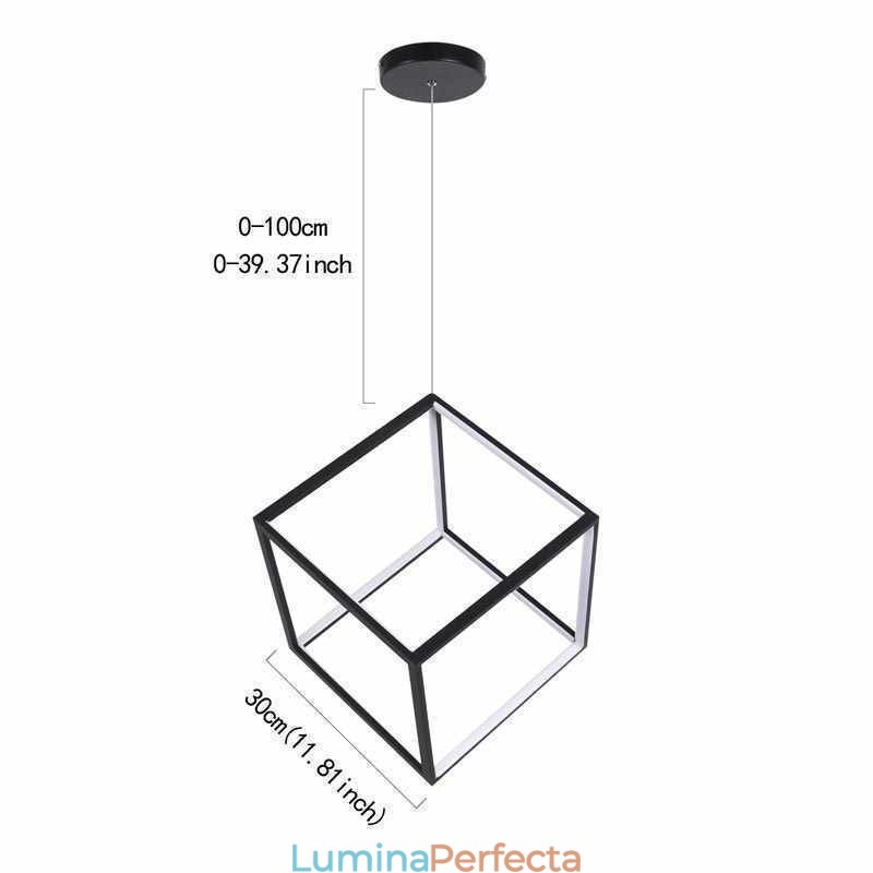 Lampă suspendată neagră Iluminare cub geometric