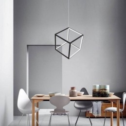 Lampă suspendată neagră Iluminare cub geometric