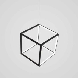 Lampă suspendată neagră Iluminare cub geometric