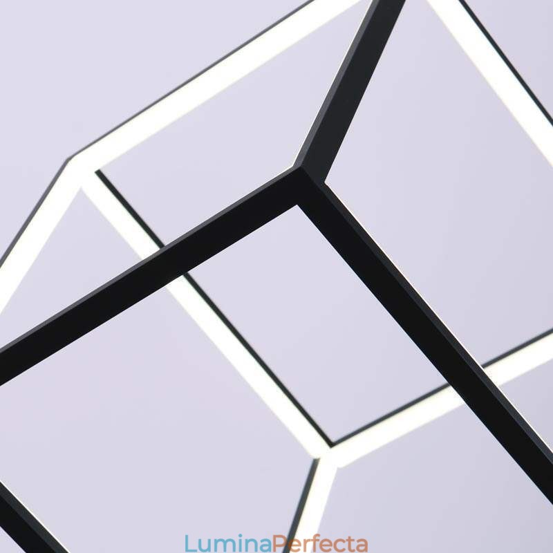 Lampă suspendată neagră Iluminare cub geometric