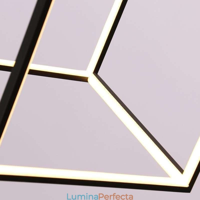 Lampă suspendată neagră Iluminare cub geometric