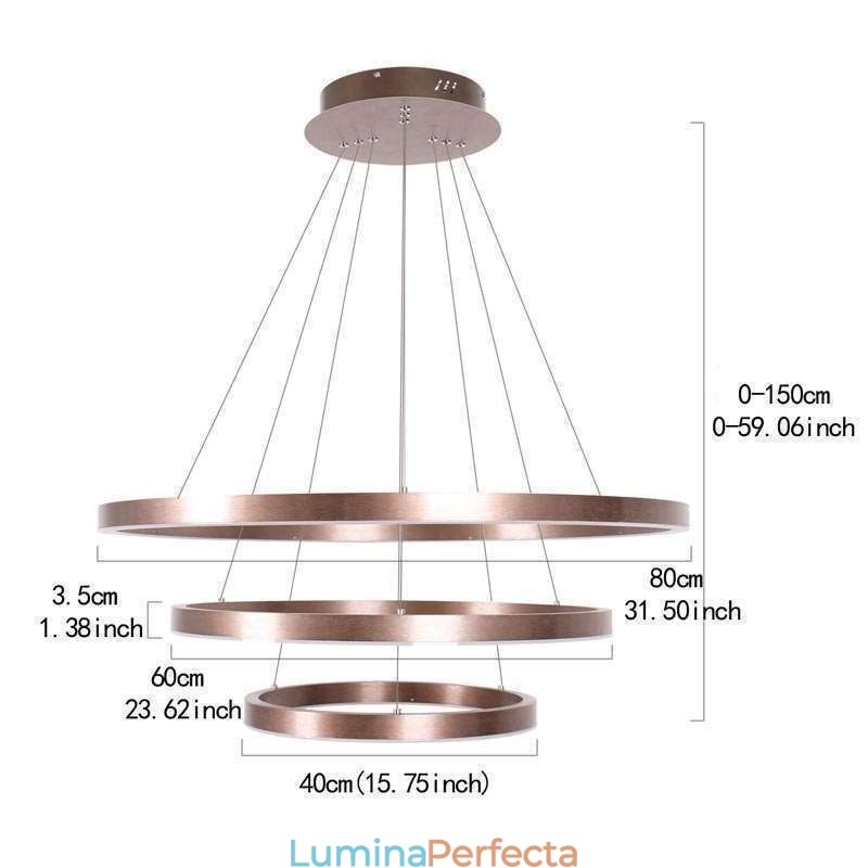 Lampă suspendată Drawing Craft Lampă 3 Inele 80+60+40cm