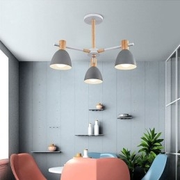 Lampă suspendată modernă simplă Macaron Iluminat creativ din lemn